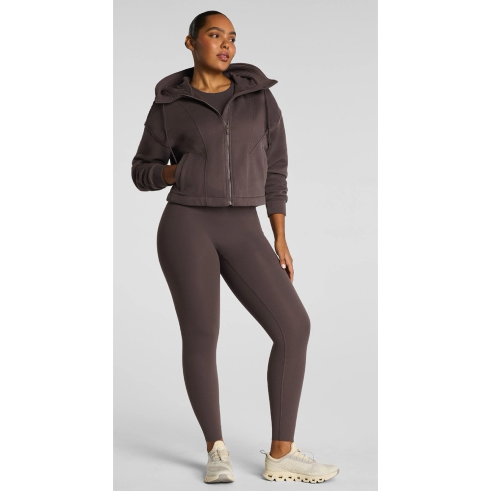SPANX BoostUp Cotton Fleece Full
Zip Hoodie in Dark Cacao Size 2X Tall ~ NWOT - Picture 4 of 11